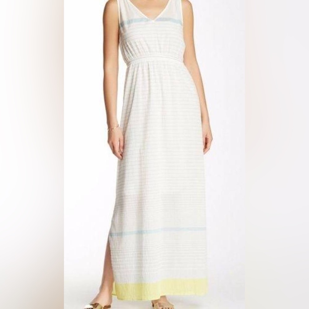 Tommy Bahama Piemonte Stripe Maxi cotton Dress Grey Green size L